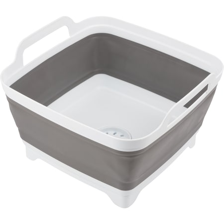 Wakeman Collapsible Wash Basin - 9L Portable Sink with Drain for Camping by Wakeman Gray 75-CMP1158
